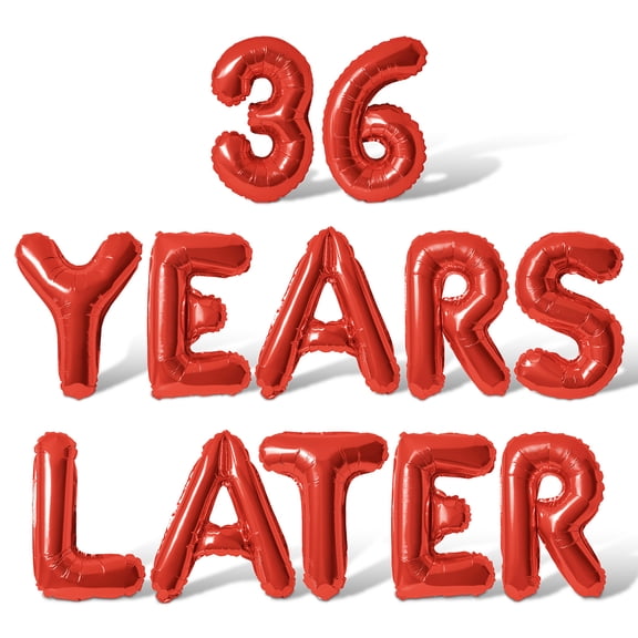 Letter Balloons - 36 YEARS LATER 16" Inch Alphabet Letters Foil Mylar Balloon 36th Birthday Party Banner (Red)