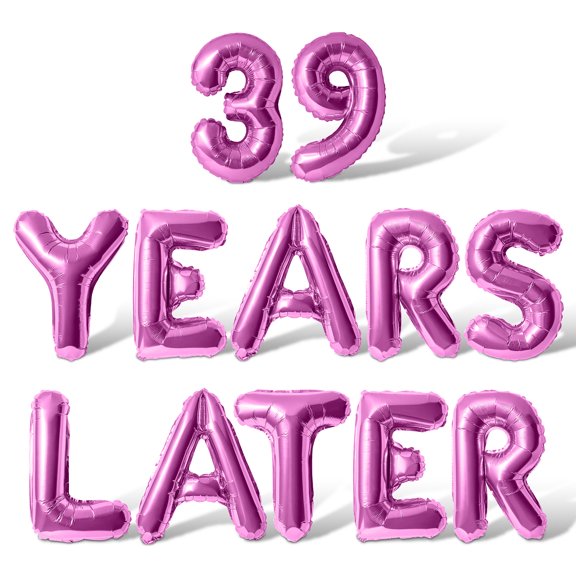 Letter Balloons - 39 YEARS LATER 16" Inch Alphabet Letters Foil Mylar Balloon 39th Birthday Party Banner (Pink)