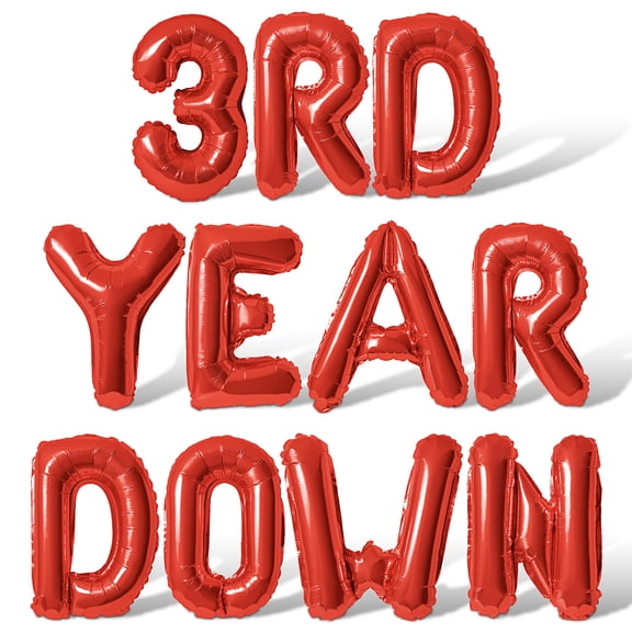Letter Balloons - 3RD YEAR DOWN 16" Inch Alphabet Letters Foil Mylar Balloon 3rd Birthday Party Banner (Red)
