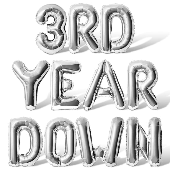 Letter Balloons - 3RD YEAR DOWN 16" Inch Alphabet Letters Foil Mylar Balloon 3rd Birthday Party Banner (Silver)
