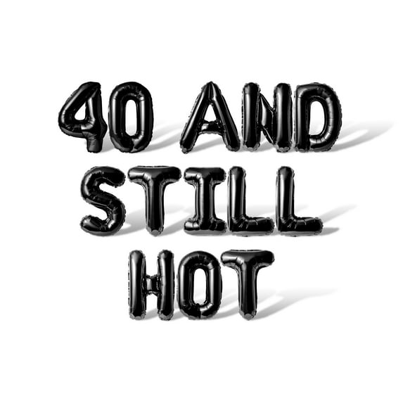 Letter Balloons - 40 AND STILL HOT 16" Inch Alphabet Letters Foil Mylar Balloon Birthday Party Banner (Black)