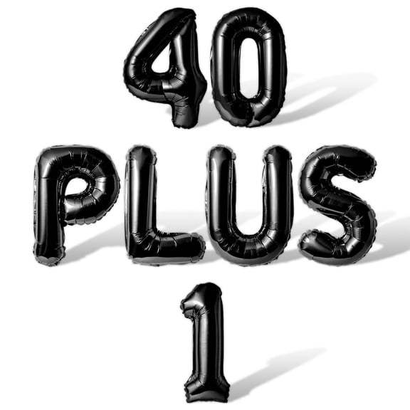 Letter Balloons - 40 PLUS 1 16" Inch Alphabet Letters Foil Mylar Balloon 41st Birthday Party Banner (Black)