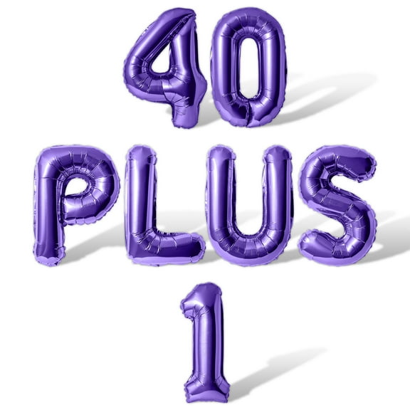 Letter Balloons - 40 PLUS 1 16" Inch Alphabet Letters Foil Mylar Balloon 41st Birthday Party Banner (Purple)