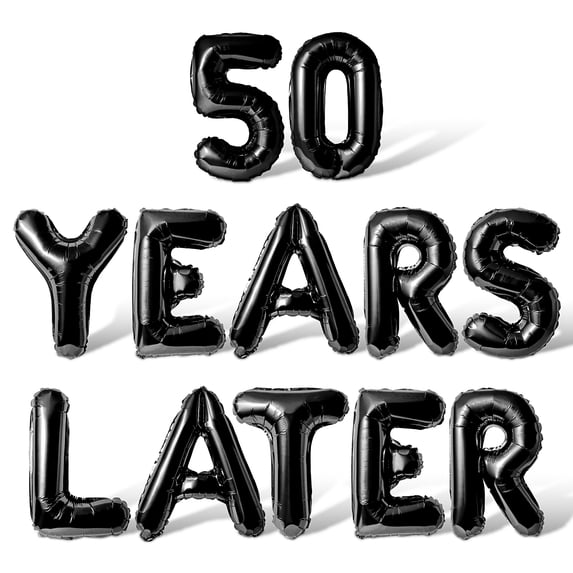 Letter Balloons - 50 YEARS LATER 16" Inch Alphabet Letters Foil Mylar Balloon 50th Anniversary Party Banner (Black)