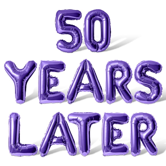Letter Balloons - 50 YEARS LATER 16" Inch Alphabet Letters Foil Mylar Balloon 50th Anniversary Party Banner (Purple)