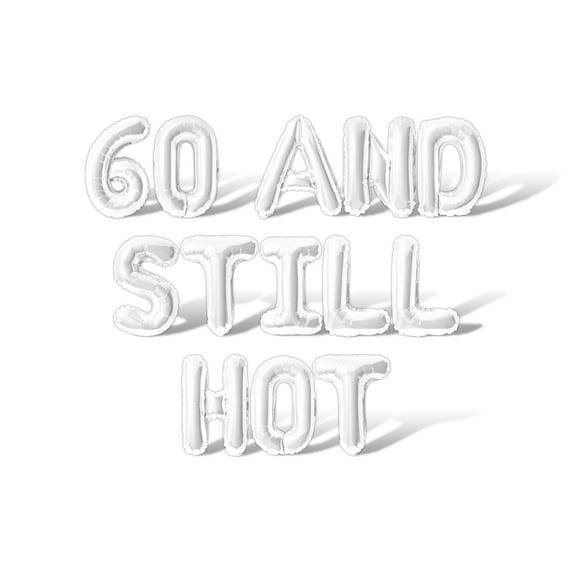 Letter Balloons - 60 AND STILL HOT 16" Inch Alphabet Letters Foil Mylar Balloon Birthday Party Banner (White)
