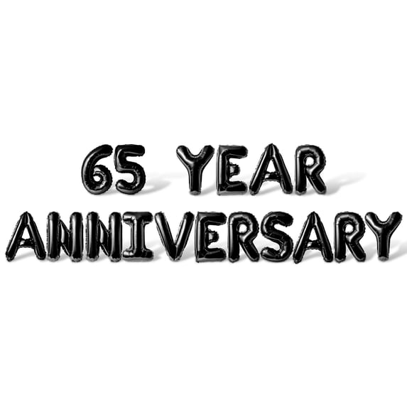 Letter Balloons - 65 YEAR ANNIVERSARY 16" Inch Alphabet Letters Foil Mylar Balloon 65th Anniversary Party Banner (Black)