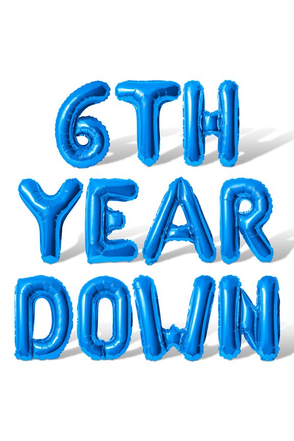 Letter Balloons - 6TH YEAR DOWN 16" Inch Alphabet Letters Foil Mylar Balloon 6th Birthday Party Banner (Blue)