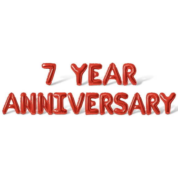 Letter Balloons - 7 YEAR ANNIVERSARY 16" Inch Alphabet Letters Foil Mylar Balloon 7th Anniversary Party Banner (Red)