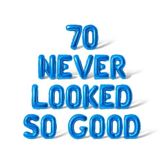 Letter Balloons - 70 NEVER LOOKED SO GOOD 16" Inch Alphabet Letters Foil Mylar Balloon Birthday Party Banner (Blue)