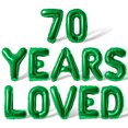 thumbnail image 1 of Letter Balloons - 70 YEARS LOVED 16" Inch Alphabet Letters Foil Mylar Balloon 70th Birthday Party Banner (Green), 1 of 5