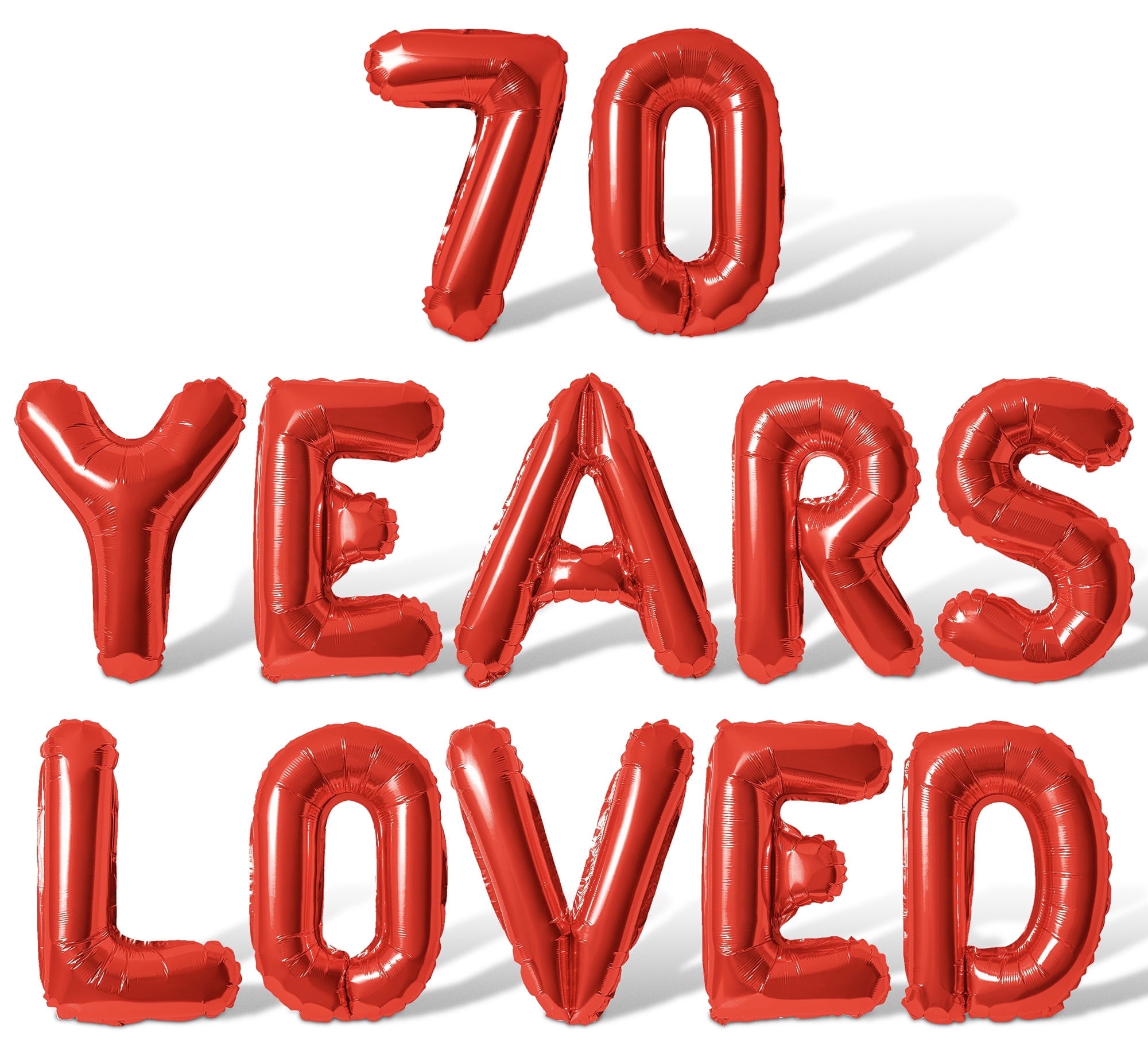 70th Red Lettering Letter Balloons - 70 YEARS LOVED 16