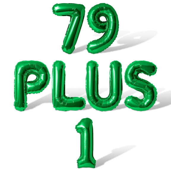 Letter Balloons - 79 PLUS 1 16" Inch Alphabet Letters Foil Mylar Balloon 80th Birthday Party Banner (Green)