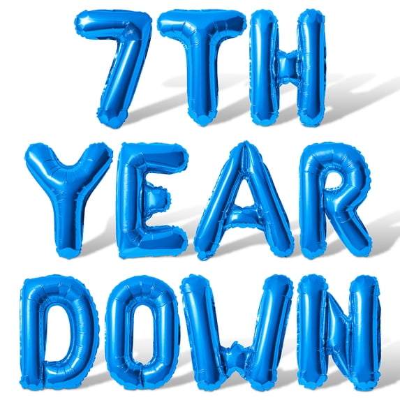 Letter Balloons - 7TH YEAR DOWN 16" Inch Alphabet Letters Foil Mylar Balloon 7th Birthday Party Banner (Blue)