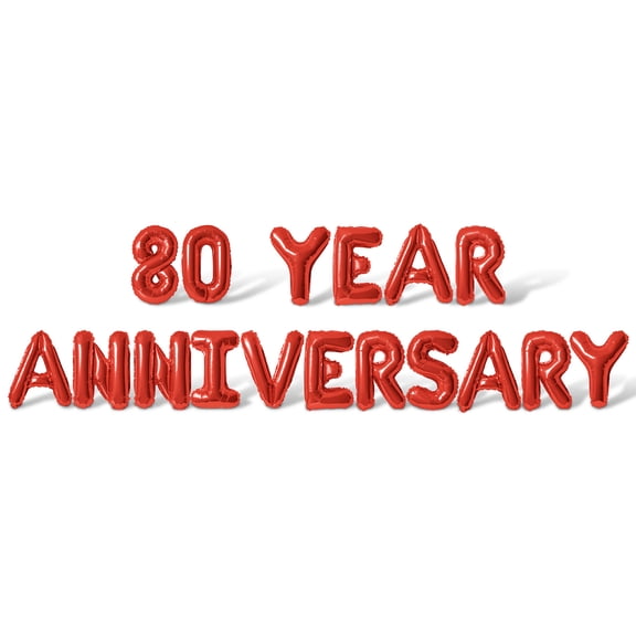 Letter Balloons - 80 YEAR ANNIVERSARY 16" Inch Alphabet Letters Foil Mylar Balloon 80th Anniversary Party Banner (Red)