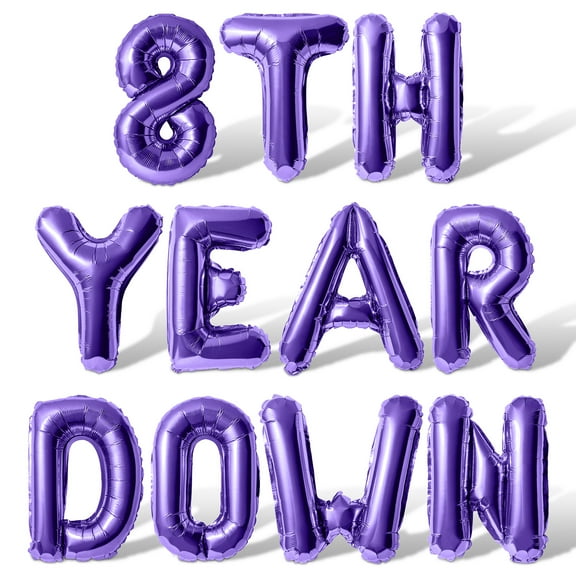 Letter Balloons - 8TH YEAR DOWN 16" Inch Alphabet Letters Foil Mylar Balloon 8th Birthday Party Banner (Purple)