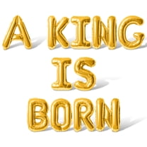 Letter Balloons - A KING IS BORN 16" Inch Alphabet Letters Foil Mylar Balloon Christmas Party Banner (Gold)