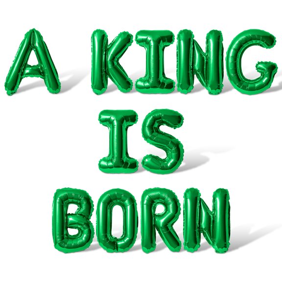 Letter Balloons - A KING IS BORN 16" Inch Alphabet Letters Foil Mylar Balloon Christmas Party Banner (Green)