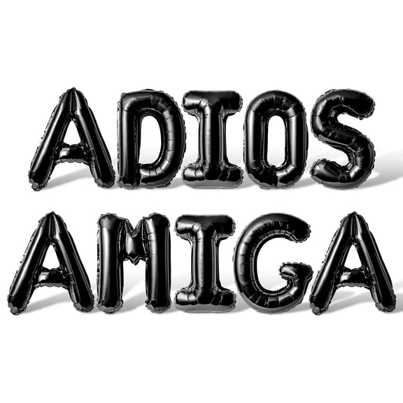 Letter Balloons - ADIOS AMIGA 16" Inch Alphabet Letters Foil Mylar Balloon Going Away Party Banner (Black)