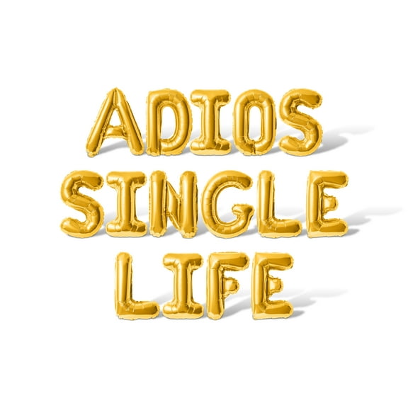Letter Balloons - ADIOS SINGLE LIFE 16" Inch Alphabet Letters Foil Mylar Balloon Bachelorette or Bridal Shower Party Banner (Gold)