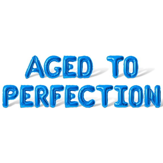 Letter Balloons - AGED TO PERFECTION 16" Inch Alphabet Letters Foil Mylar Balloon Birthday Party Banner (Blue)