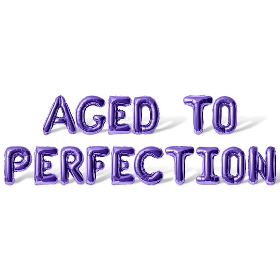 Letter Balloons - AGED TO PERFECTION 16" Inch Alphabet Letters Foil Mylar Balloon Birthday Party Banner (Purple)