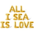 thumbnail image 1 of Letter Balloons - ALL I SEA IS LOVE 16" Inch Alphabet Letters Foil Mylar Balloon Bachelorette Party Banner (Gold), 1 of 5