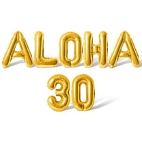 Letter Balloons - ALOHA 30 16" Inch Alphabet Letters Foil Mylar Balloon 30th Birthday Party Banner (Gold)