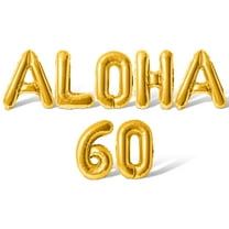 Letter Balloons - ALOHA 60 16" Inch Alphabet Letters Foil Mylar Balloon 60th Birthday Party Banner (Gold)