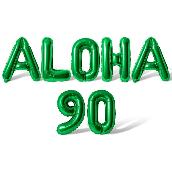 Letter Balloons - ALOHA 90 16" Inch Alphabet Letters Foil Mylar Balloon 90th Birthday Party Banner (Green)
