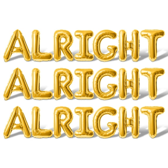 Letter Balloons - ALRIGHT ALRIGHT ALRIGHT 16" Inch Alphabet Letters Foil Mylar Balloon Birthday Party Banner (Gold)