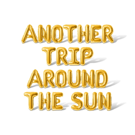 Letter Balloons - ANOTHER TRIP AROUND THE SUN 16" Inch Alphabet Letters Foil Mylar Balloon Birthday Party Banner (Gold)