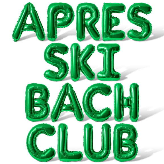 Letter Balloons - APRES SKI BACH CLUB 16" Inch Alphabet Letters Foil Mylar Balloon Bachelorette Party Banner (Green)