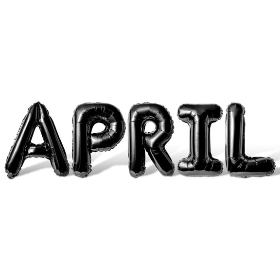 Letter Balloons - APRIL 16" Inch Alphabet Letters Foil Mylar Balloon April Birthday Party Banner (Black)