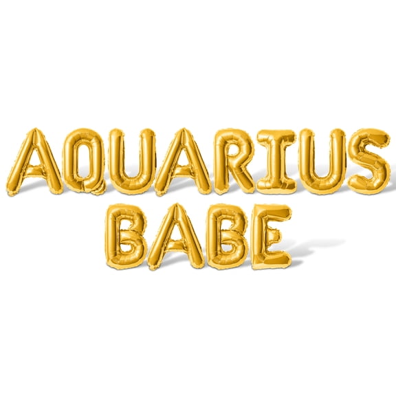 Letter Balloons - AQUARIUS BABE 16" Inch Alphabet Letters Foil Mylar Balloon Aquarius Birthday Party Banner (Gold)