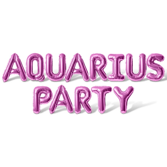 Letter Balloons - AQUARIUS PARTY 16" Inch Alphabet Letters Foil Mylar Balloon Aquarius Birthday Party Banner (Pink)