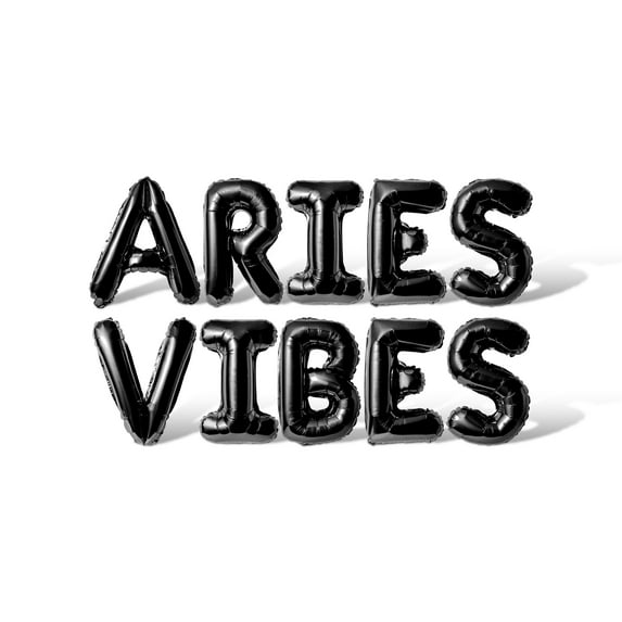 Letter Balloons - ARIES VIBES 16" Inch Alphabet Letters Foil Mylar Balloon Birthday Party Banner (Black)