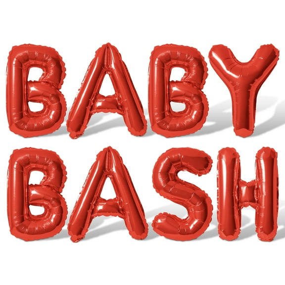 Letter Balloons - BABY BASH 16" Inch Alphabet Letters Foil Mylar Balloon Baby Shower Party Banner (Red)