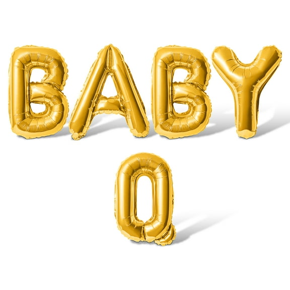 Letter Balloons - BABY Q 16" Inch Alphabet Letters Foil Mylar Balloon Baby Shower Party Banner (Gold)