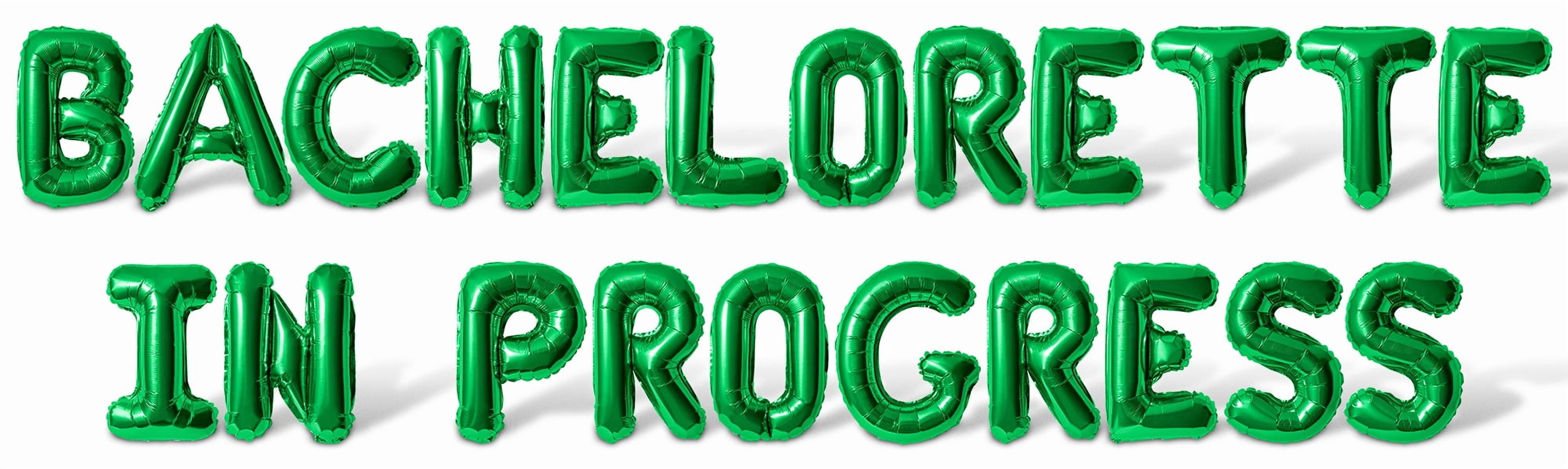 Letter Balloons - BACHELORETTE IN PROGRESS 16" Inch Alphabet Letters Foil Mylar Balloon Bachelorette Party Banner (Green)