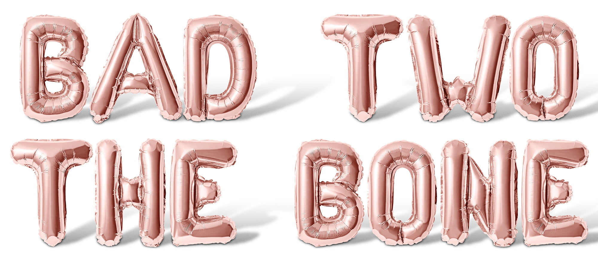 Bad Two The Bone Dog Birthday Banner - Rose Gold Glitter Puppy 2nd Birthday Party Decorations Pre-Assembled