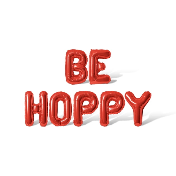 Letter Balloons - BE HOPPY 16" Inch Alphabet Letters Foil Mylar Balloon Easter Party Banner (Red)