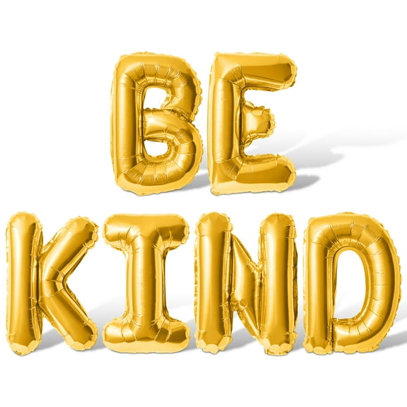 Letter Balloons - BE KIND 16" Inch Alphabet Letters Foil Mylar Balloon Birthday Party Banner (Gold)