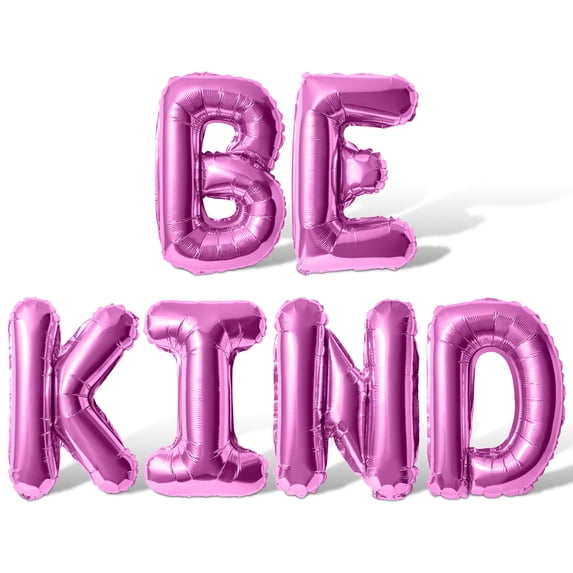 Letter Balloons - BE KIND 16" Inch Alphabet Letters Foil Mylar Balloon Birthday Party Banner (Pink)