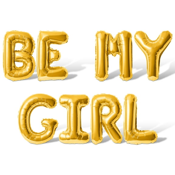 Letter Balloons - BE MY GIRL 16" Inch Alphabet Letters Foil Mylar Balloon Valentines Day Party Banner (Gold)