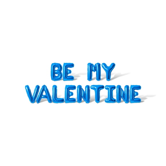 Letter Balloons - BE MY VALENTINE 16" Inch Alphabet Letters Foil Mylar Balloon Valentine's Day Party Banner (Blue)