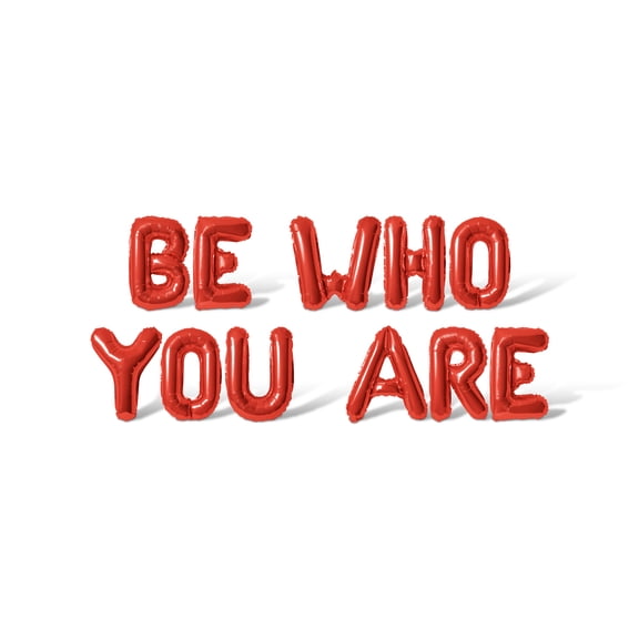 Letter Balloons - BE WHO YOU ARE 16" Inch Alphabet Letters Foil Mylar Balloon Pride Day Party Banner (Red)