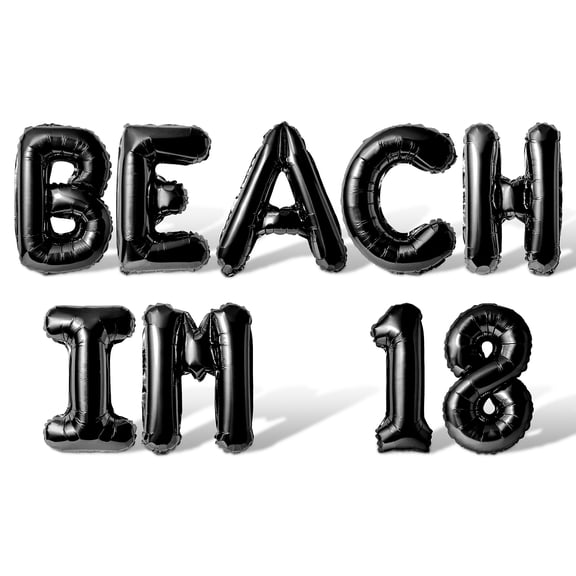 Letter Balloons - BEACH IM 18 16" Inch Alphabet Letters Foil Mylar Balloon 18th Birthday Party Banner (Black)