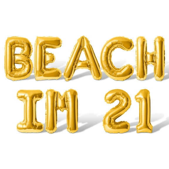 Letter Balloons - BEACH IM 21 16" Inch Alphabet Letters Foil Mylar Balloon 21st Birthday Party Banner (Gold)