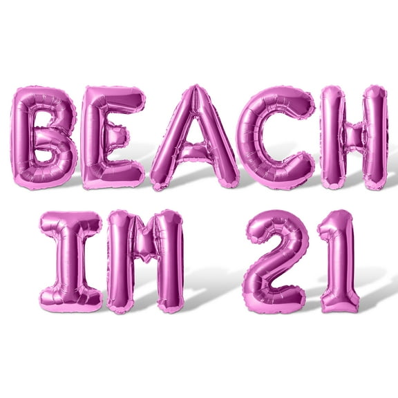 Letter Balloons - BEACH IM 21 16" Inch Alphabet Letters Foil Mylar Balloon 21st Birthday Party Banner (Pink)